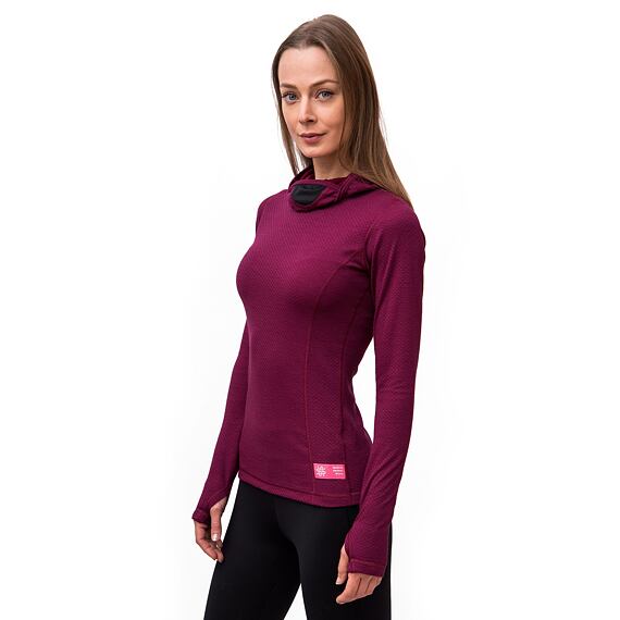 SENSOR MERINO DF WOMEN TEE LS WITH HOODIE LILLA