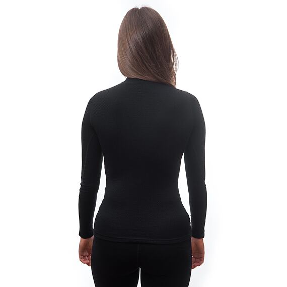 SENSOR MERINO DF WOMEN TEE LS WITH ZIP BLK