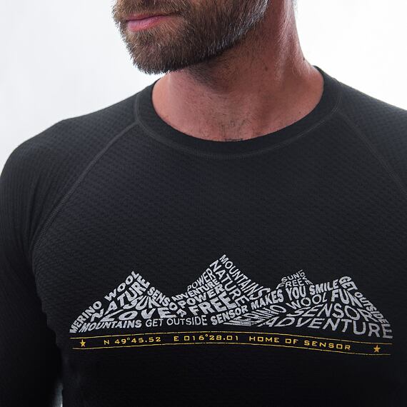 SENSOR MERINO DF ADVENTURE MEN TEE LS BLK