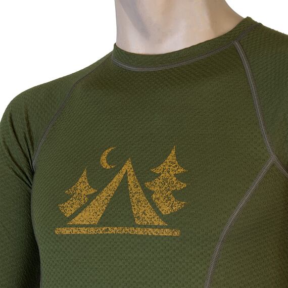 SENSOR MERINO DF CAMP MEN TEE LS SAFARI GRN