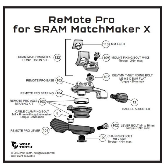 WOLF TOOTH spare part REMOTE PRO Matchmaker X Conversion Kit