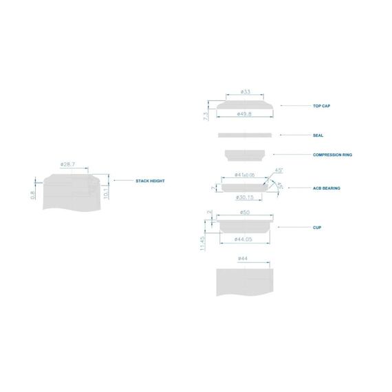 RITCHEY headset Upper Classic Semi-Integrated ZS 44/28.6 9mm Stack
