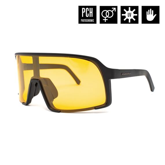 Horsefeathers Photochromic Cycling Glasses Magnum - matt black/yellow