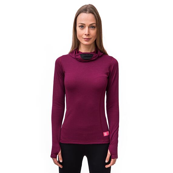 SENSOR MERINO DF WOMEN TEE LS WITH HOODIE LILLA
