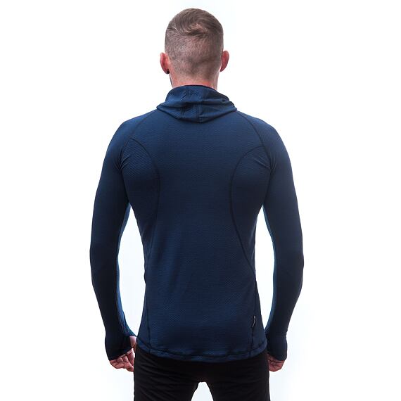 SENSOR MERINO DF MEN TEE LS WITH HOODIE DEEP BLU