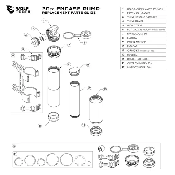 Wolf Tooth EnCase Pump Replacement Parts