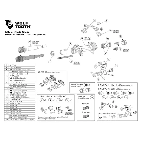 WOLF TOOTH Accessories Clipless Pedal Replacement Parts